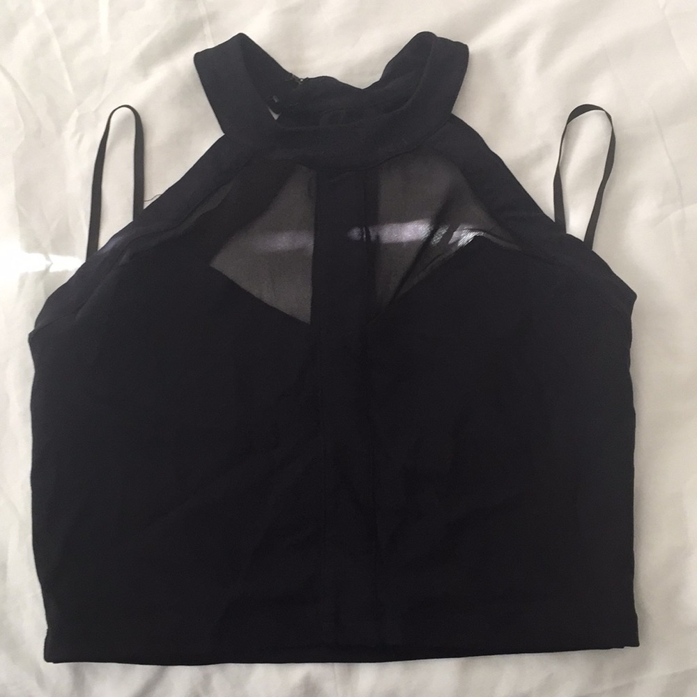 Cute Black Mesh Crop Top - Spice up the night